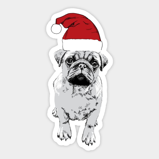 A Christmas Pug Puppy Sticker by polliadesign